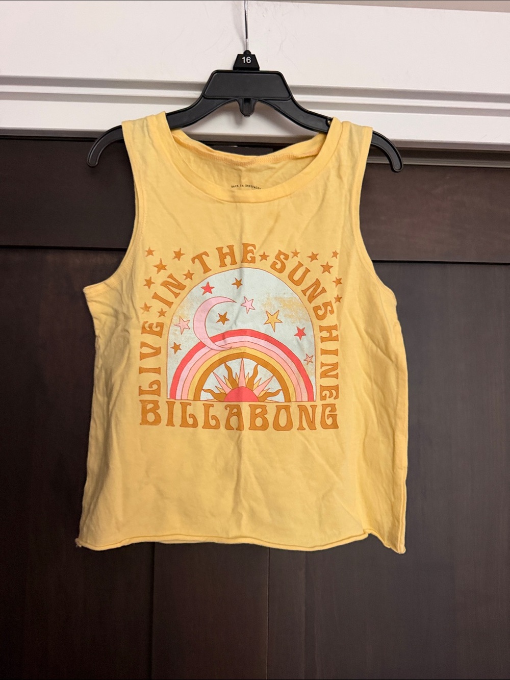 Billabong Girls Yellow Graphic Retro Sunrise Tank size small NEW